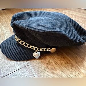 Juicy Couture Black Suede Cabbie Hat